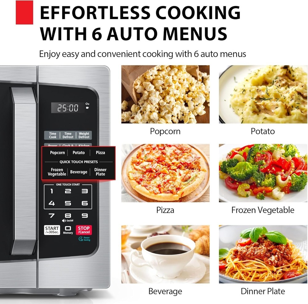 ML-EM09PASS Small Microwave Oven with 6 Auto Menus, Mute Function, LED Lighti...