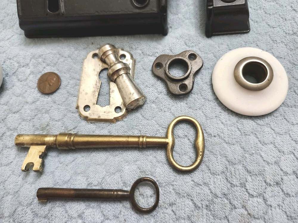 R & E Beveled Edge Eagle Rim Lock Restored Exterior