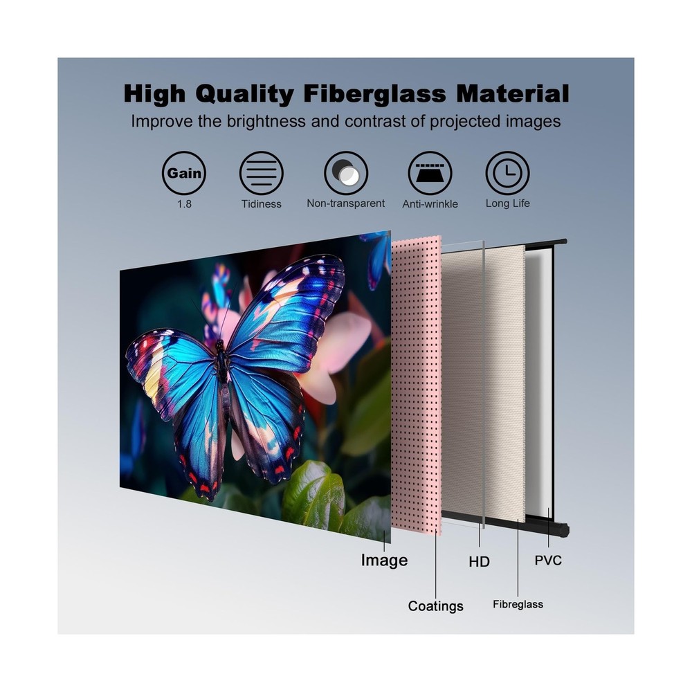 Outdoor Projector Screen with Stand Tripod, Indoor Pull Up Portable Projector...