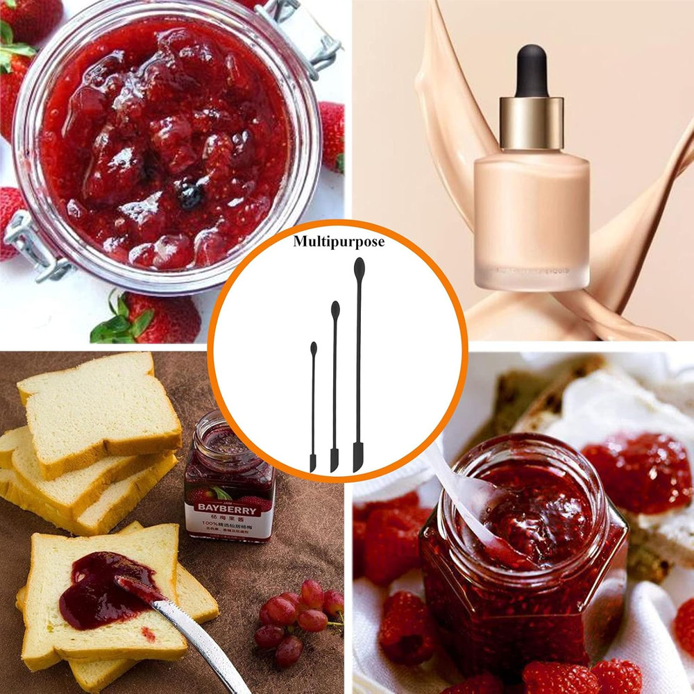 Mini Silicone Spatula, 6 PCS Jar Spatula, Reusable Double-Ended Tiny Silicone Sp