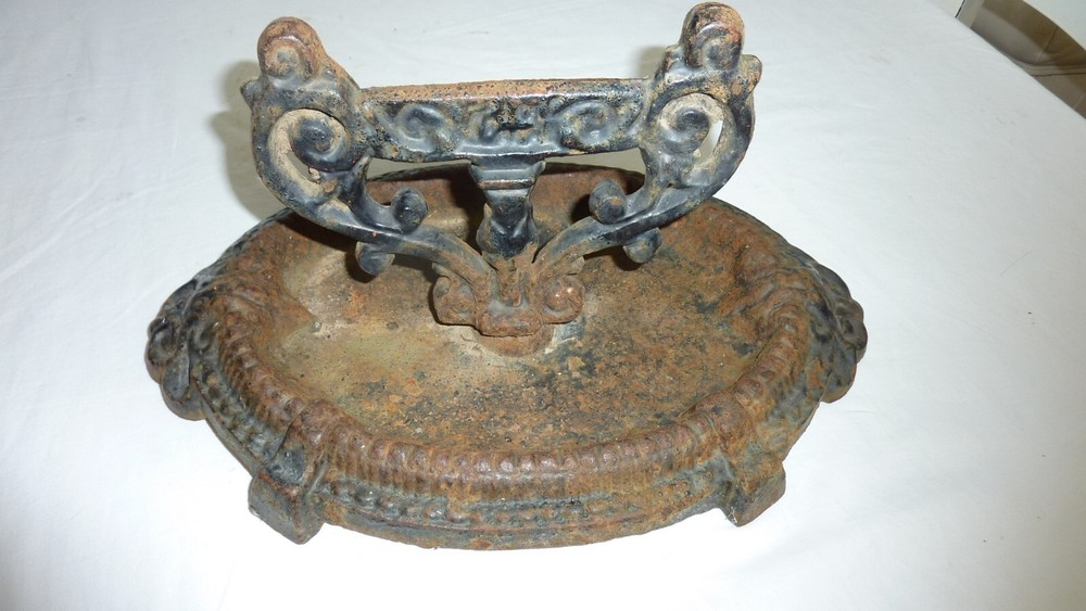 Original old antique Victorian Black cast iron boot scraper