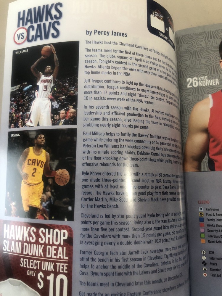 Atlanta Hawks 🏀 Inspiration Night Program 🏀 12•6•13 Vs Cavaliers
