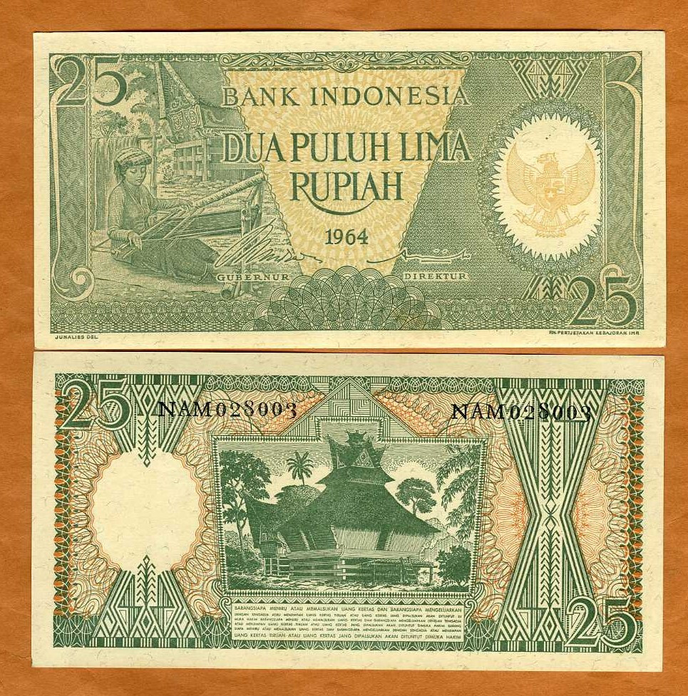 Indonesia, 25 Rupiah, 1964, P-95 UNC