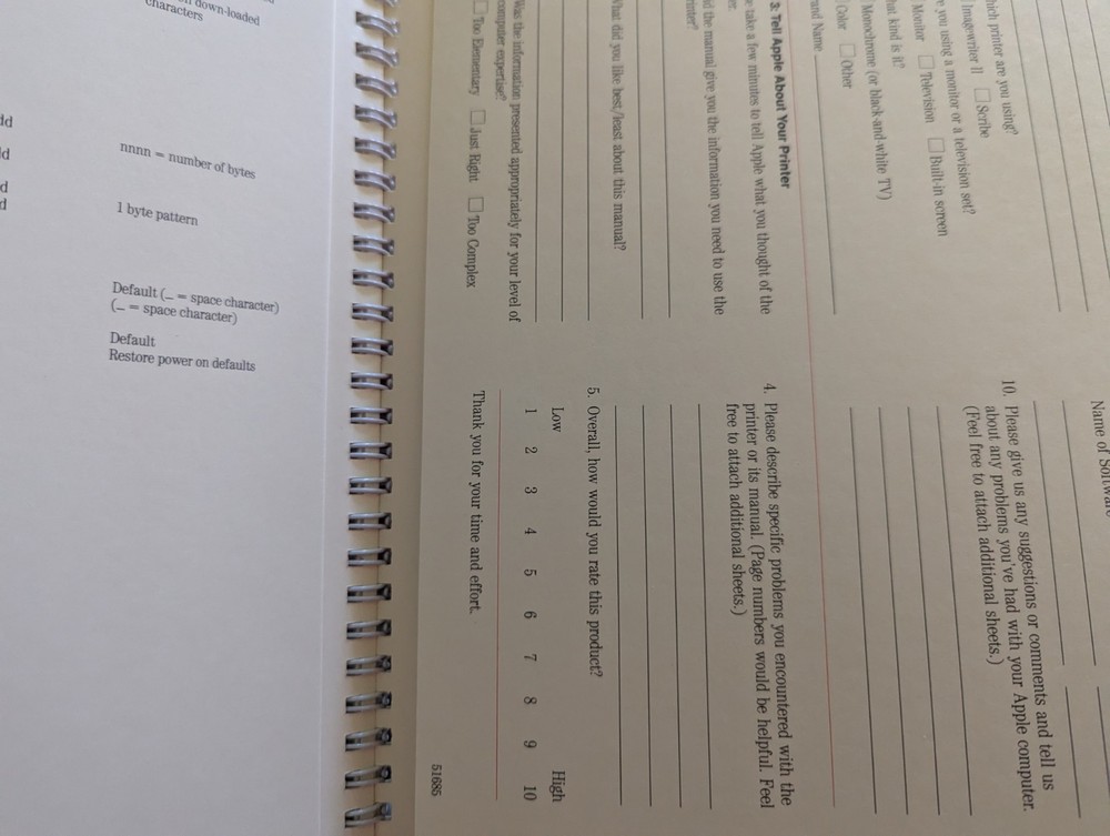 APPLE IMAGE WRITER II OWNER'S GUIDE Pre Owned