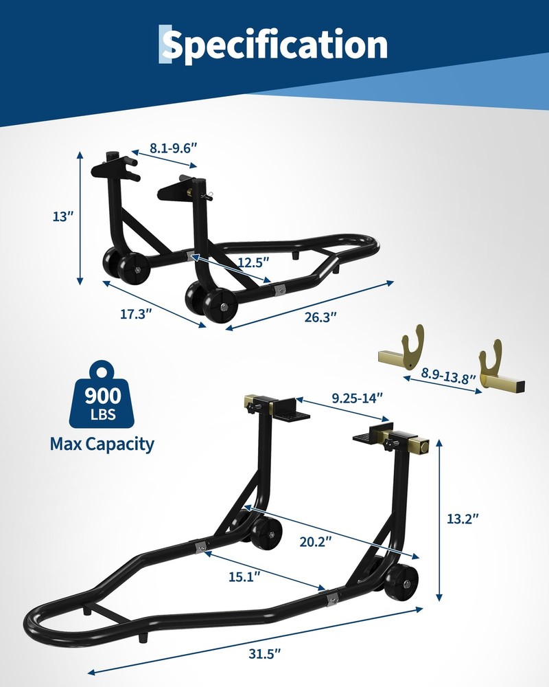 ⭐2pcs Motorcycle Front & Rear Stand Lift 900 lbs Spoolift Paddock Swingarm Arm