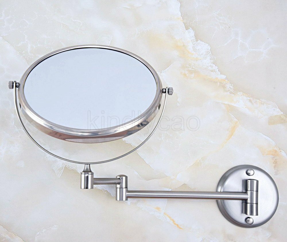 Brushed Nickel 3X Magnifying Makeup Mirror Wall Mounted Double Sided Mirror