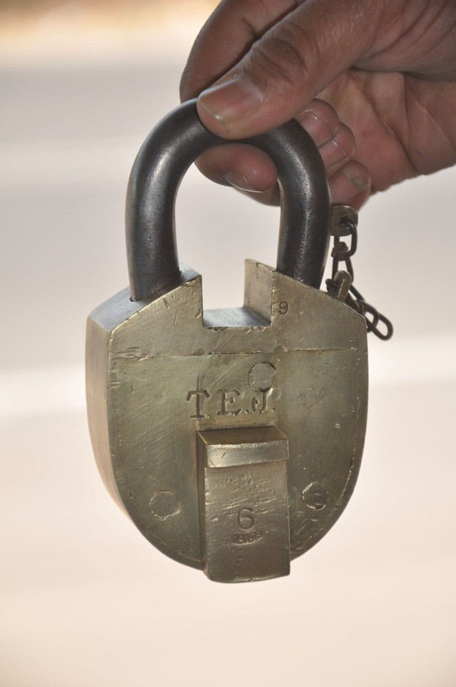 Vintage Solid Heavy 6 Lever TEJ Brand Handcrafted Solid Heavy Padlock