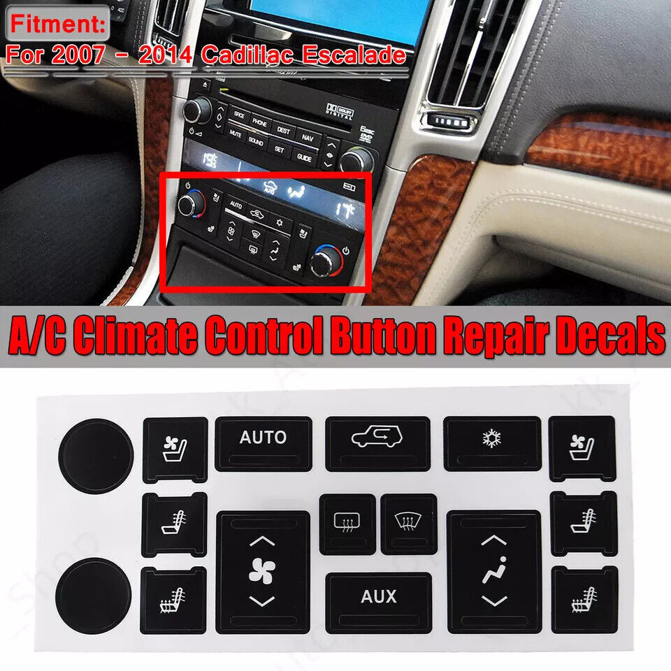 A/C Climate Control Button Repair Decals Sticker For 2007-2014 Cadillac Escalade