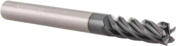 Accupro 1/4" Diam 5 Flute Single End Solid Carbide 0.015" Corner Radius End M...