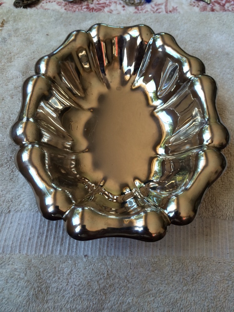 Silver Plate 8" Fluted Dish Marked "Italy"
