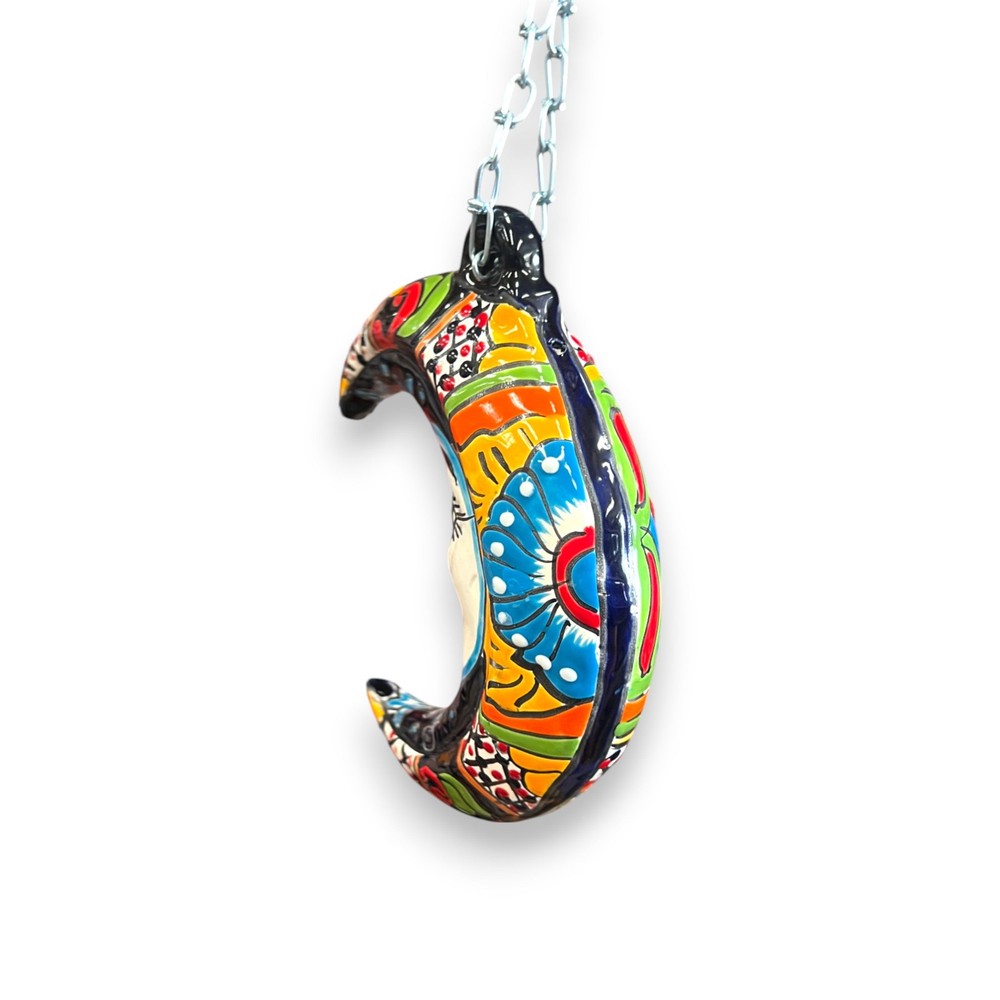 Talavera Crescent Moon Face | Hanging Mexican Wall Art