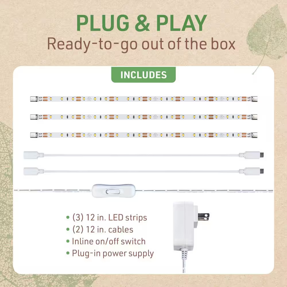 Warm White Plug-In 3 Ft. Plug-In Integrated LED Linkable Strip Light Kit with In