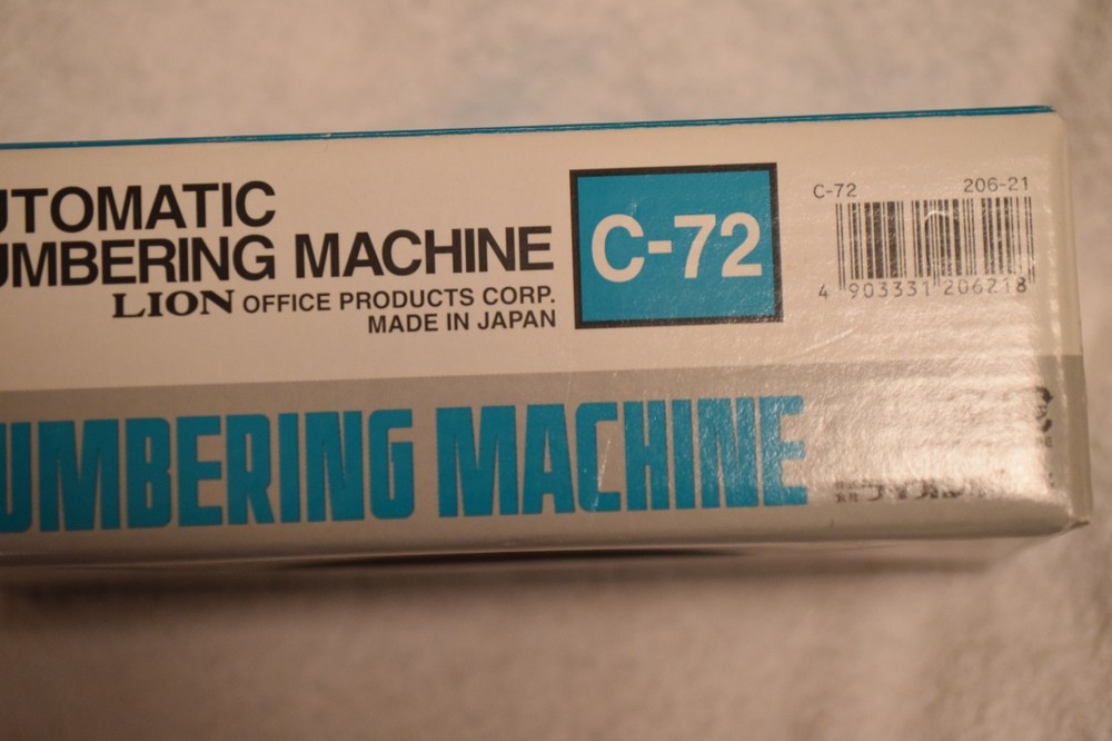 Lion Automatic Numbering Machine # C-72 206-21 , (used once), 6 wheel,