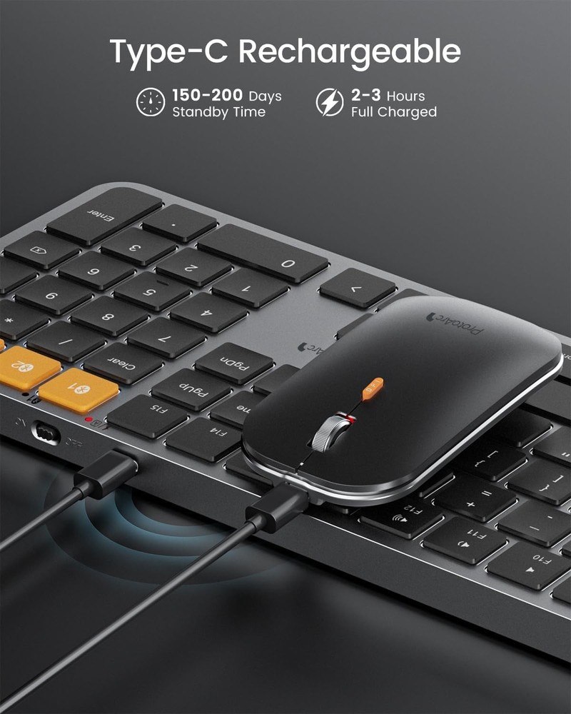 Quiet Typing Backlit Wireless Keyboard and Mouse for Mac - Triple Device Support