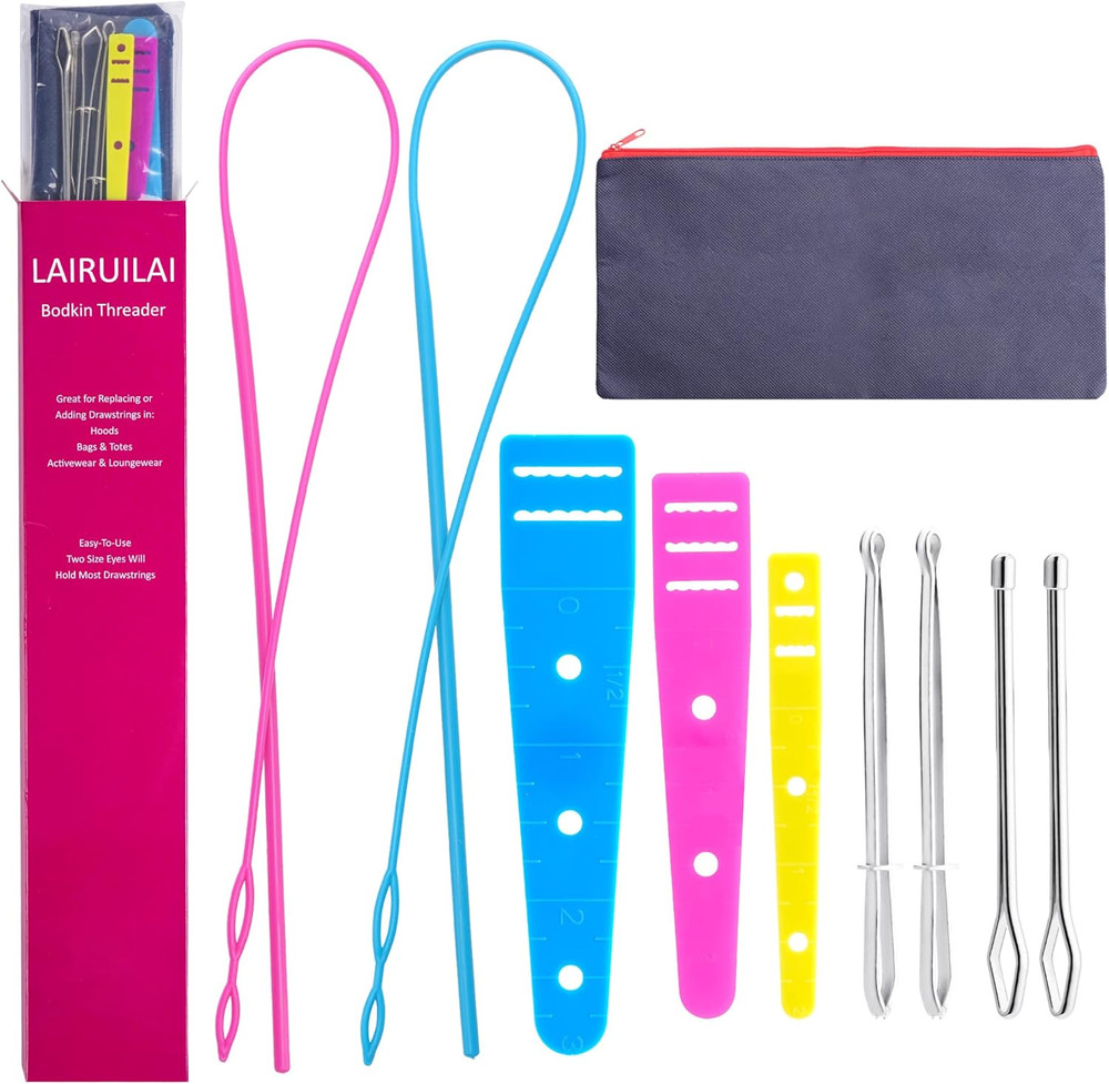10 Pieces Bodkin Threader Drawstring Threader Set, Including 2 Flexible Plastic