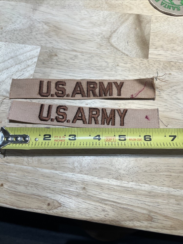 2- US ARMY COMBAT ID TAPE DESERT / TAN PATCH BROWN SEWN ON STYLE PATCH Used