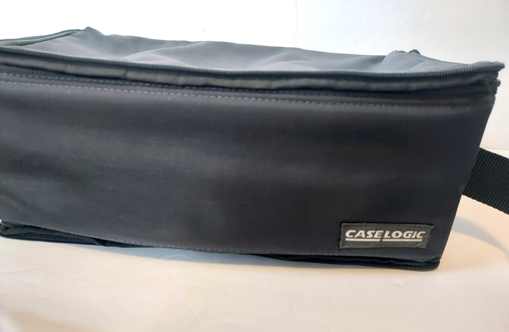 Case Logic 60 Cassette Tape Carrying Case Double Sided Storage -Gray With Strap