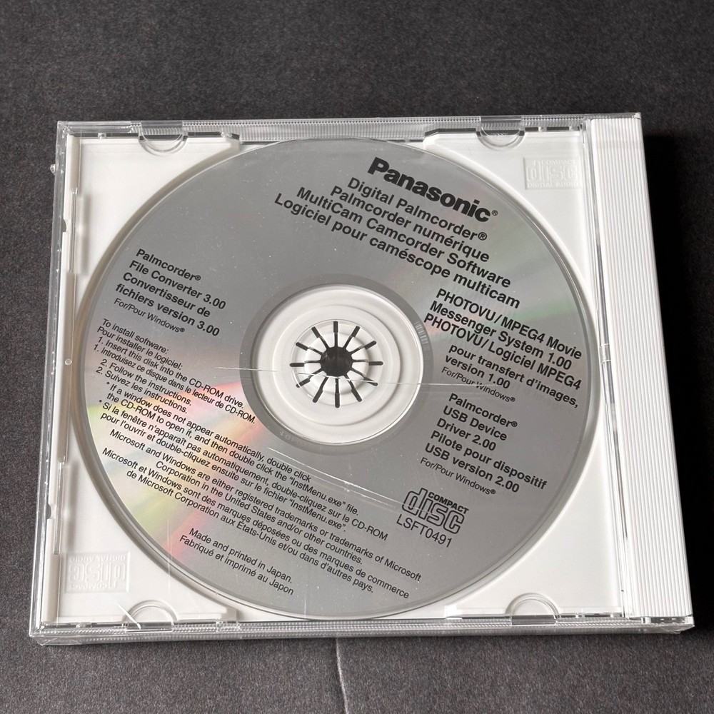 Panasonic Digital Palmcorder MultiCam Camcorder Software LSFT0491 CD Sealed