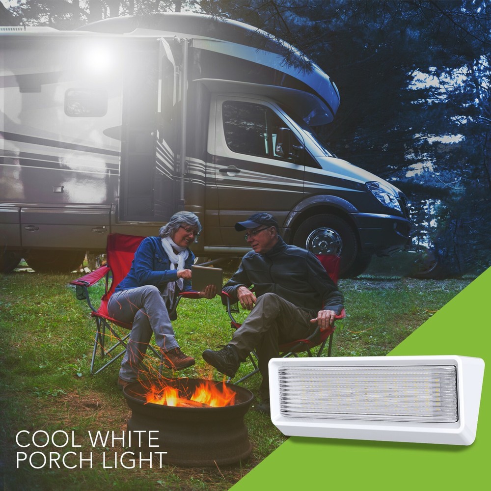 RV XL LED Porch Light camper RV trailer 60 LED exterior WHT 12 inch