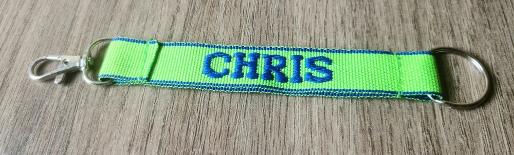 New Chris Personalized Keychain Green and Blue