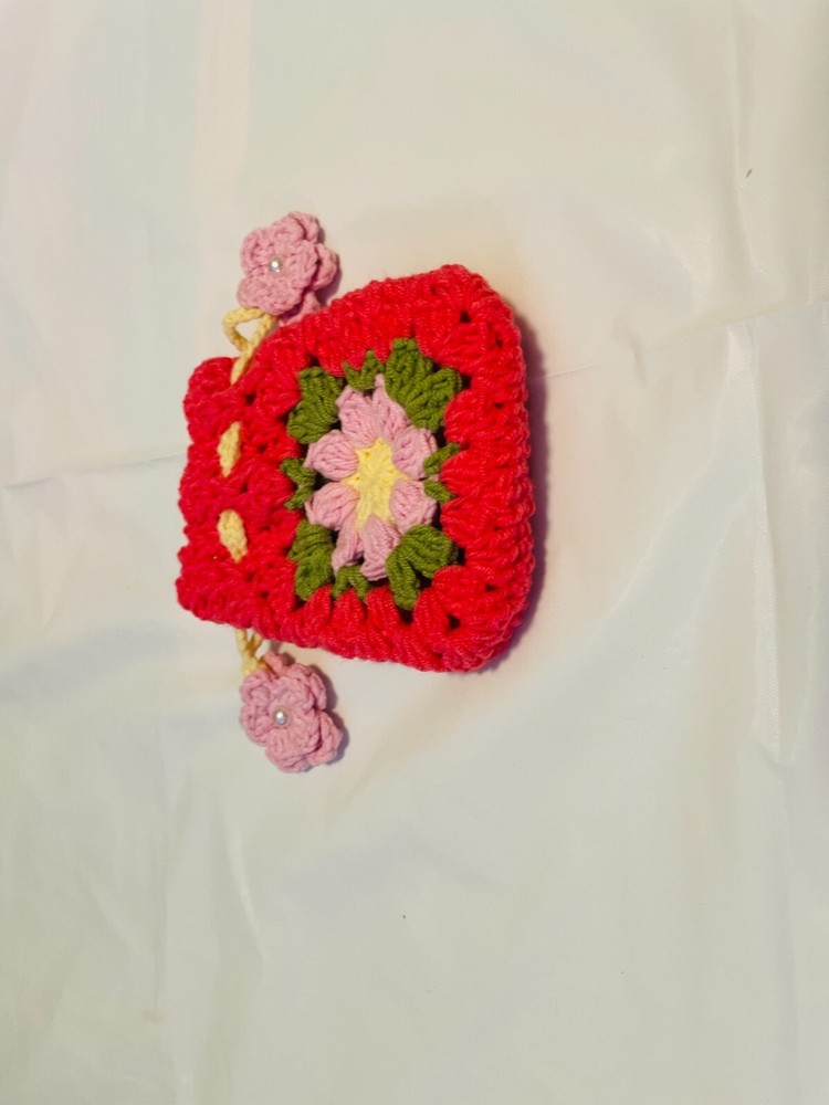 Crochet drawstring bag