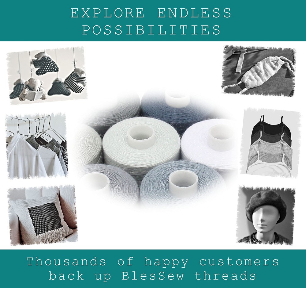 10 Spools Gray Polyester Sewing Thread 1000 Yards Each for Hand Machine