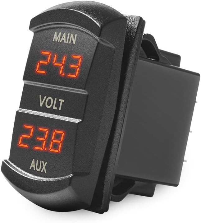 LED Digital Panel Double Voltmeter, Rocker Switch Style Voltage Monito