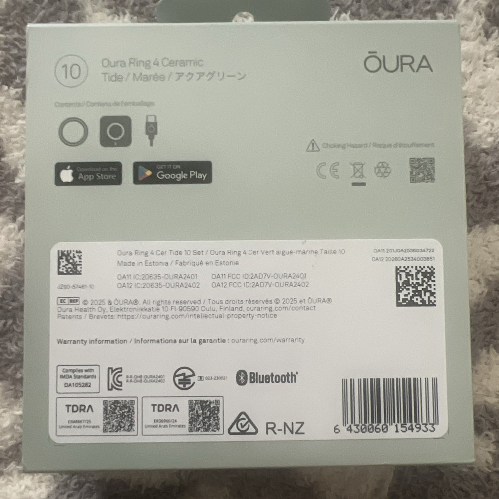 OURA Ring GEN 4 Ceramic Tide Smart Ring Size 10 - New/Sealed!