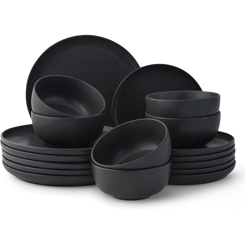 18 Piece Stoneware Dinner Set Service 6 Microwave Dishwasher Safe Rustic New