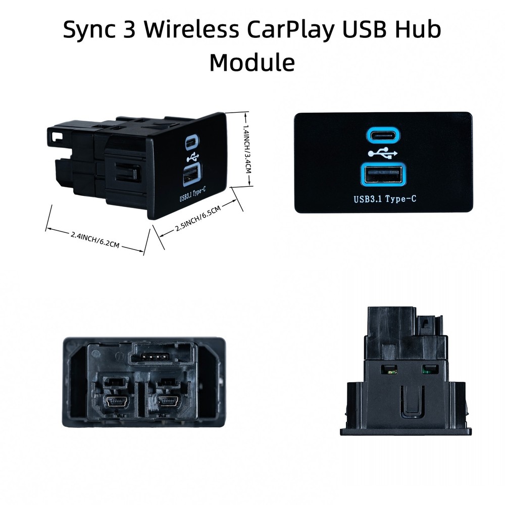 Ford Sync 3 Wireless Apple CarPlay Android Auto Upgrades USB Module Ice Blue