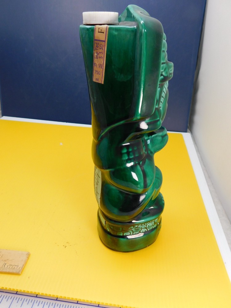 Vintage Kahlua Aztec ,Mayan, Tiki, Ceramic Bottle/ Decanter, Empty, 11.5"