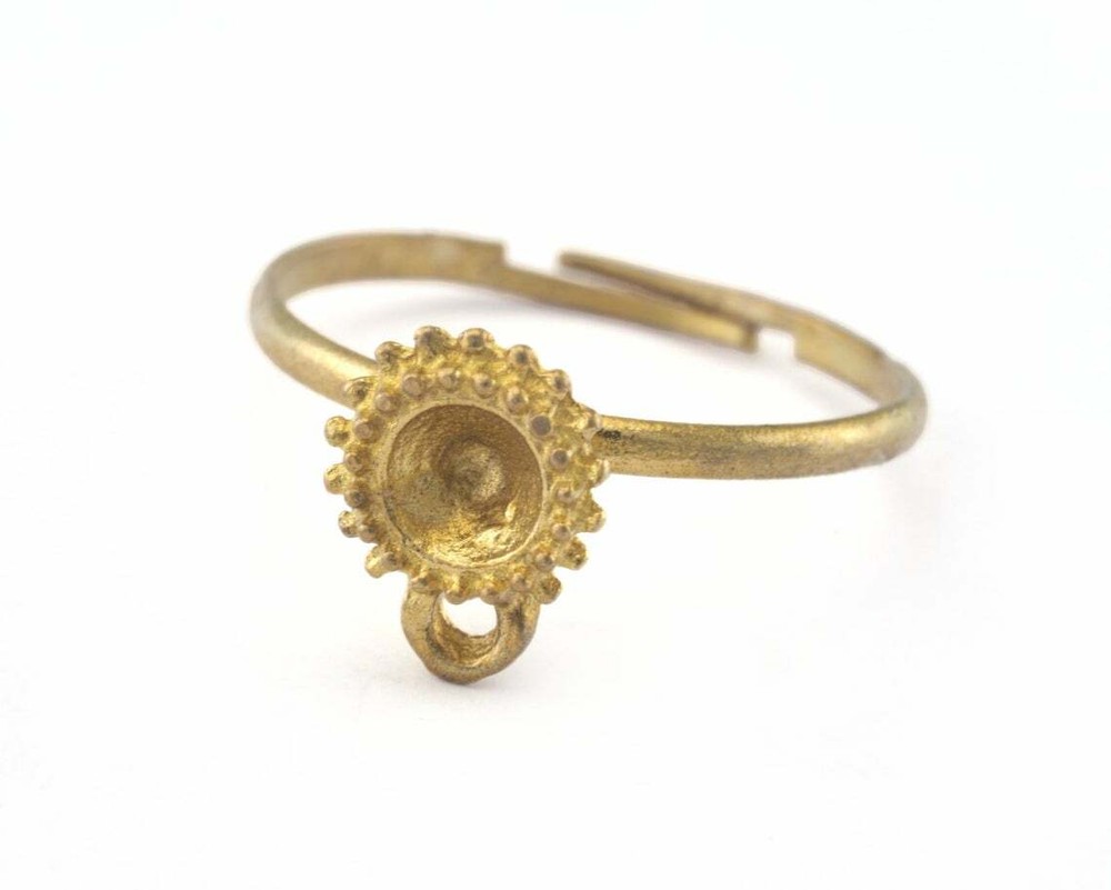 2 pcs. Ring Adjustable Bezel Loop Raw brass 18mm 7.5US inner size Adjustable