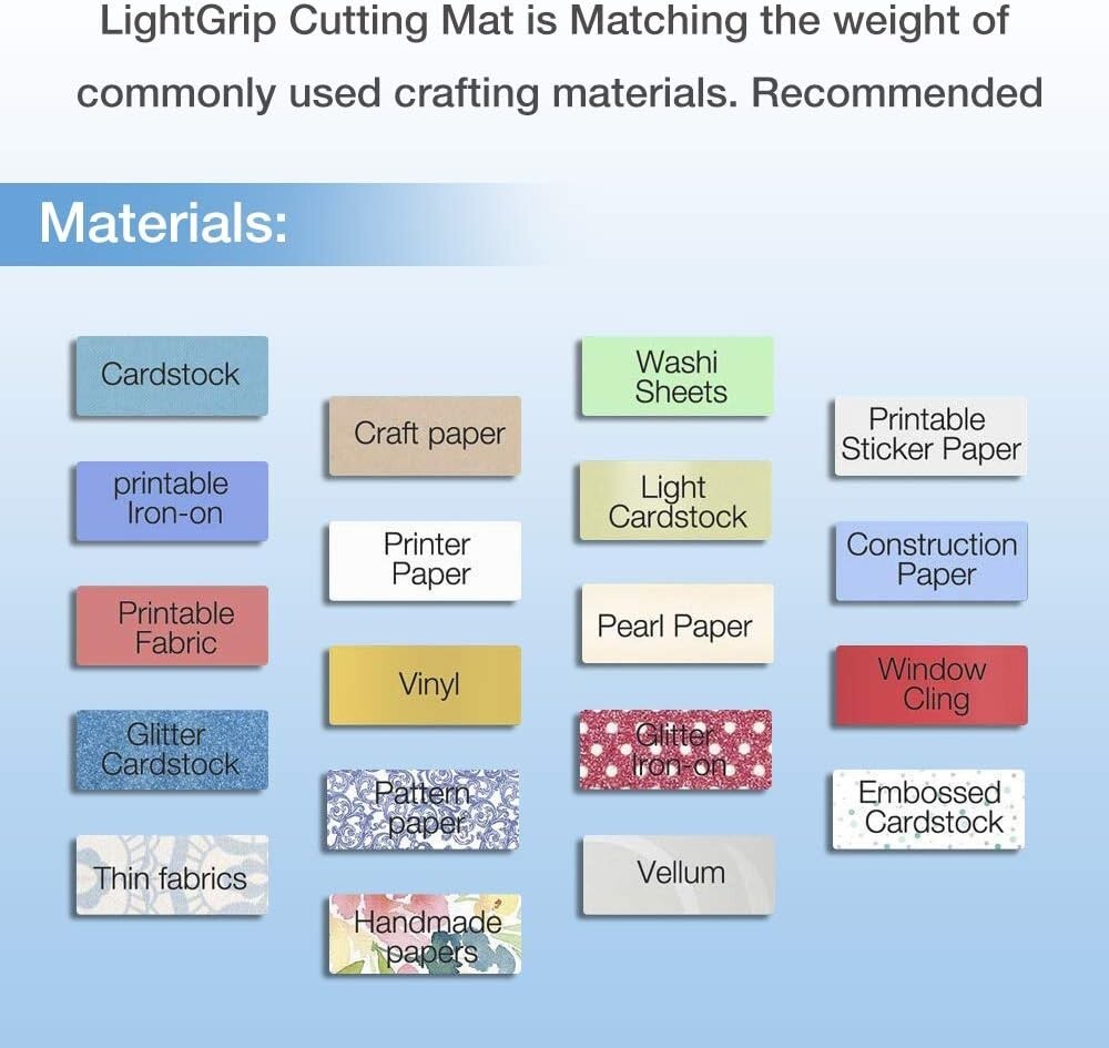12x12 LightGrip Cutting Mat Set - Ideal for Cricut Projects & More