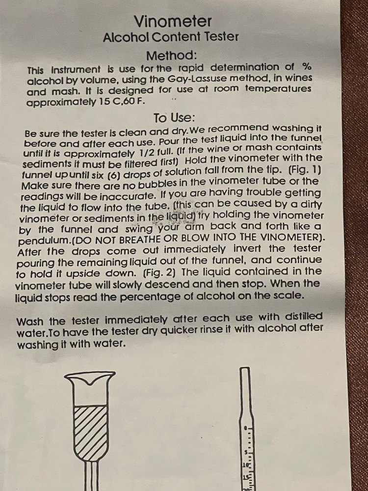 Vinometer for checking Alcohol content of Wine 0-25%