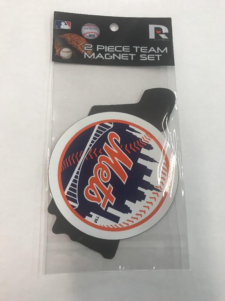 H2) NEW YORK METS 2 PIECE TEAM MAGNET SET MLB