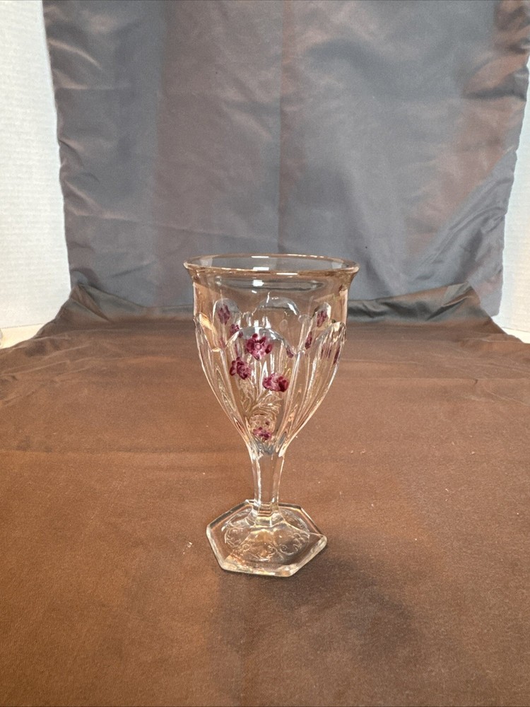 Antique EAPG Pattern Glass Cranberry Flowers 4.75"