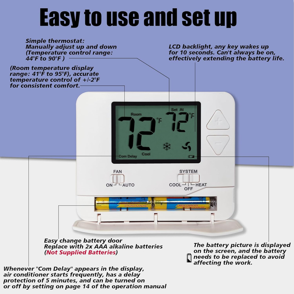 Non-Programmable Thermostats for Home Conventional Single-Stage Systems, up to 1
