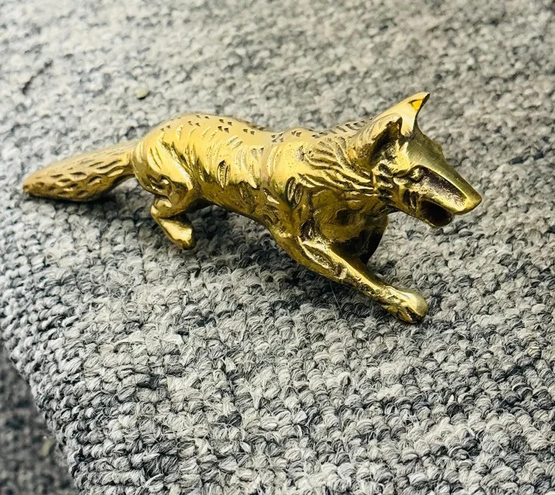 Vintage Solid Brass Fox Head Cane Handle for Walking Stick handmade design