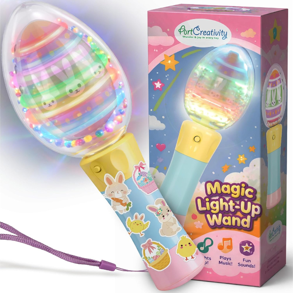 Easter Egg Magic Ball Wand -7.5" - Custom Egg-Shaped Top Light up Magic Ball Toy