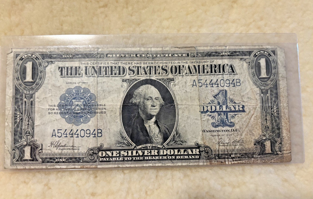 1923 $1 One Dollar Silver Certificate Note - Horse Blanket - circulated