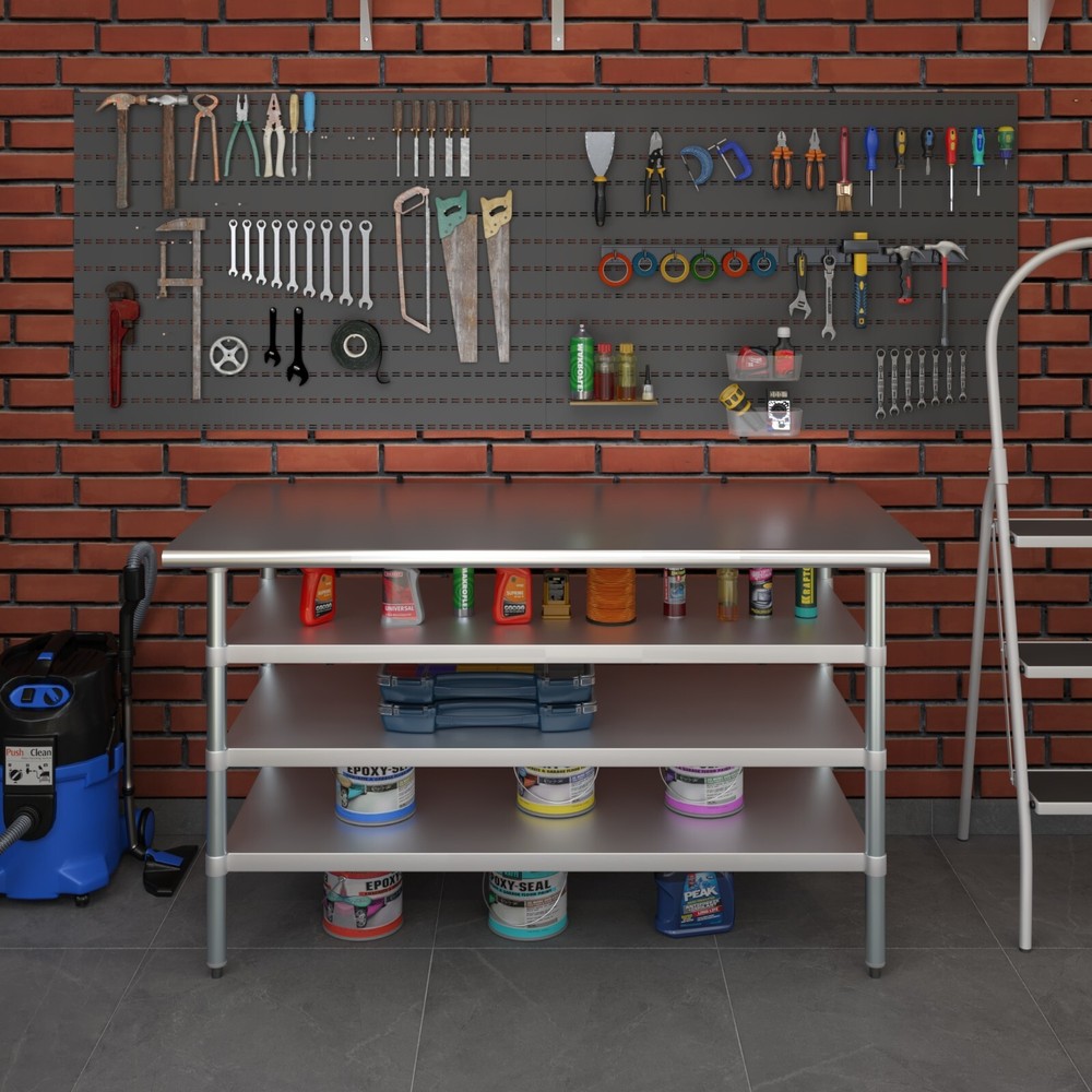 30 in. x 60 in. Stainless Steel Table With Three Undershelves