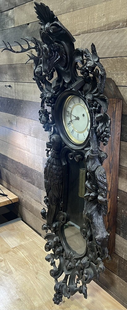 Antique Black Forest Papier-Mâché Hunters Clock