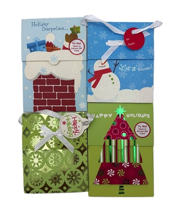 4- Gift Card Holders Assorted Designs For Christmas & Holidays, As Shown