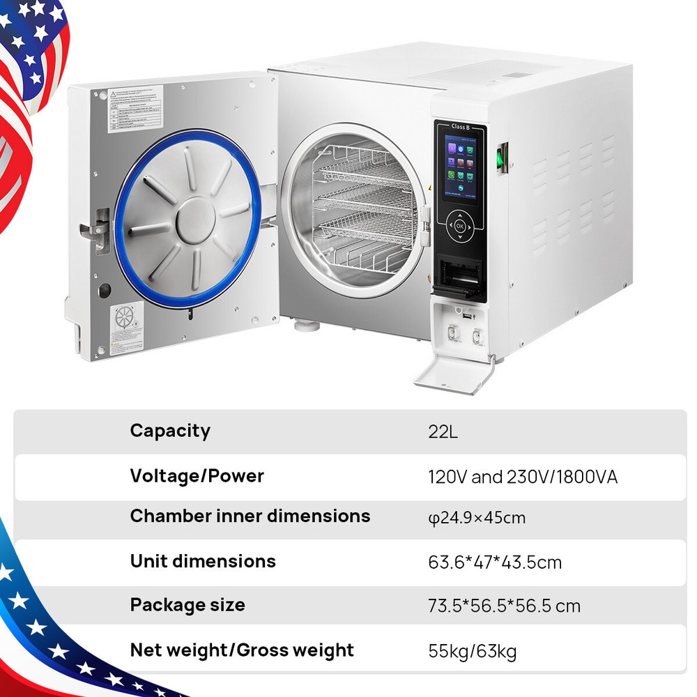CLASS B Dental Autoclave Steam Sterilizer Automatic Meical Drying Sterilization