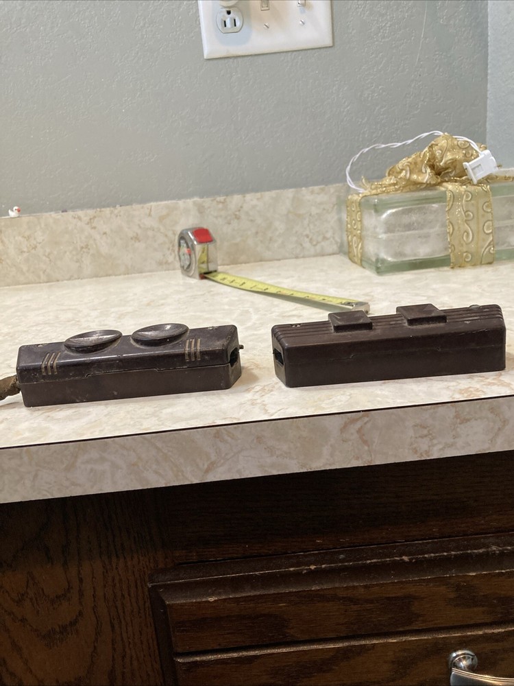 2 Different Brown Ribbed Tombstone Surface Mount Receptacle Outlets