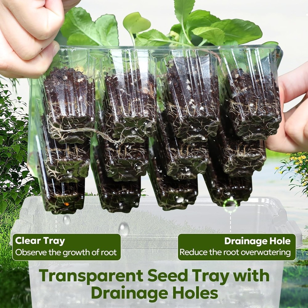 Seed Starter Kit with Grow Light, Elevated Seedling Tray Kit with Adjustable ...