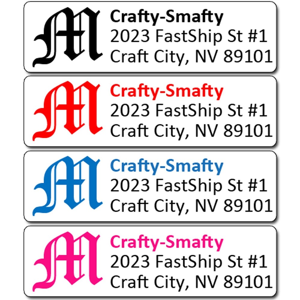 80 Old English Monogram Return Address Labels Personalized Custom Printed