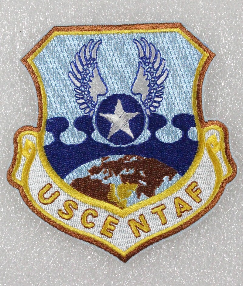 USAF Air Force Patch: United States Central Command Air Forces (4" yellow motto)
