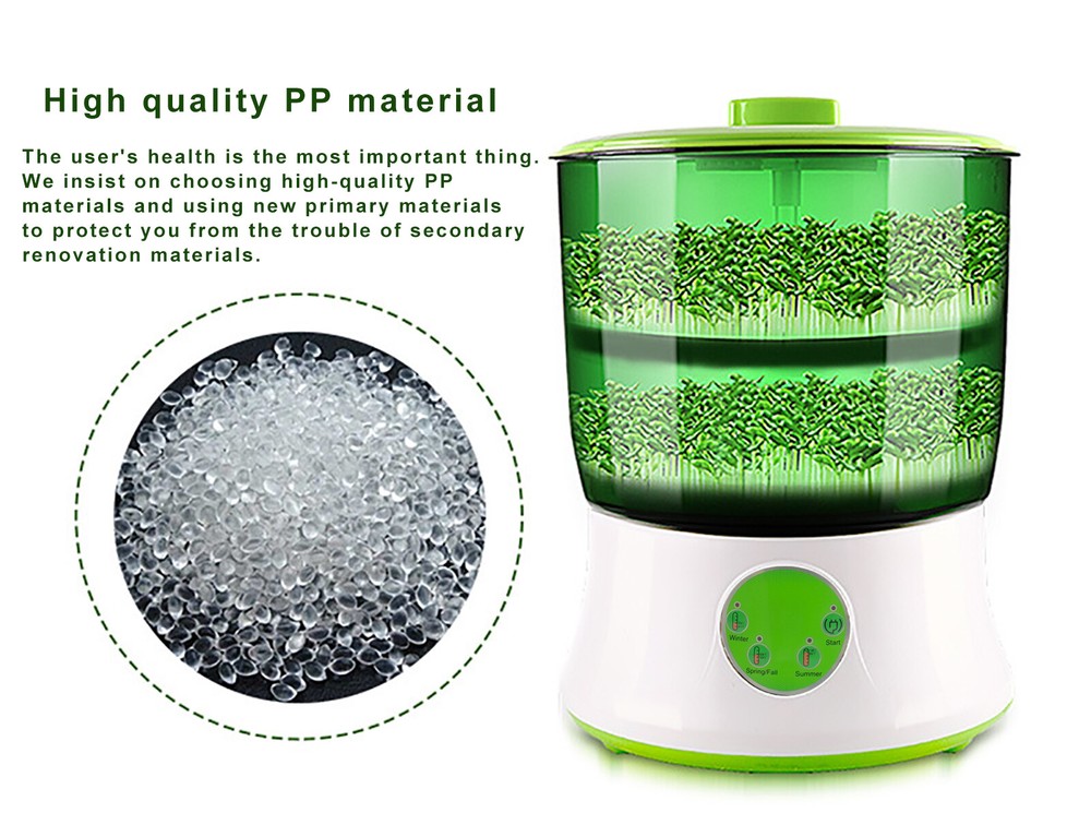2 Layer Multifunctional Bean Sprout Maker Automatic Seed Sprouter Machine 110V