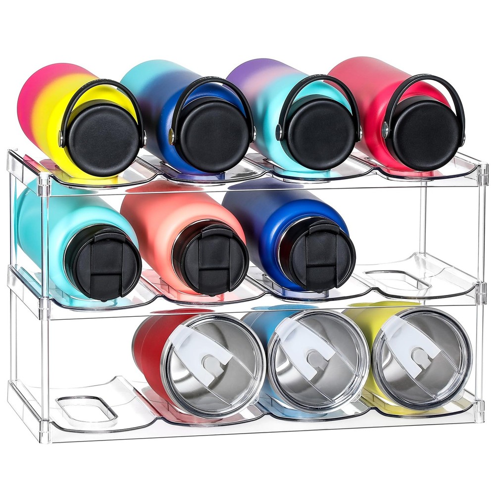 LARGER Compartment - 3 Tier Stackable Water Bottle 3 - Hold 12, Clear